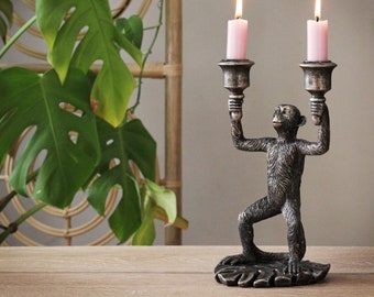 Bronze Monkey Double Candle Holder