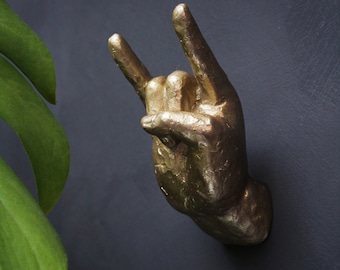 Gold Rock On Hook, Wall Decor