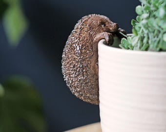 Kleiner brauner Igel als Topfhänger