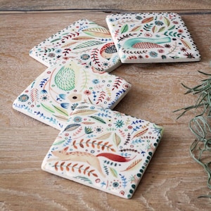 Set of 4 Flora and Fauna Coasters