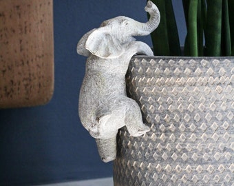 Antique Grey Elephant Pot Hanger