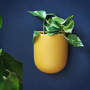 Maceta de pared de cerámica amarilla