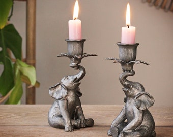 Silver Elephant Candlestick, Elephant Candle Holder