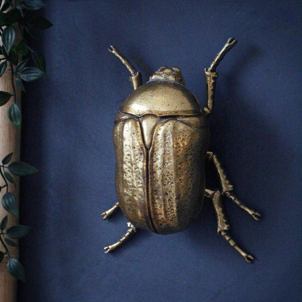 Large Gold Scarab Beetle, Wall Decor, Wall Ornament