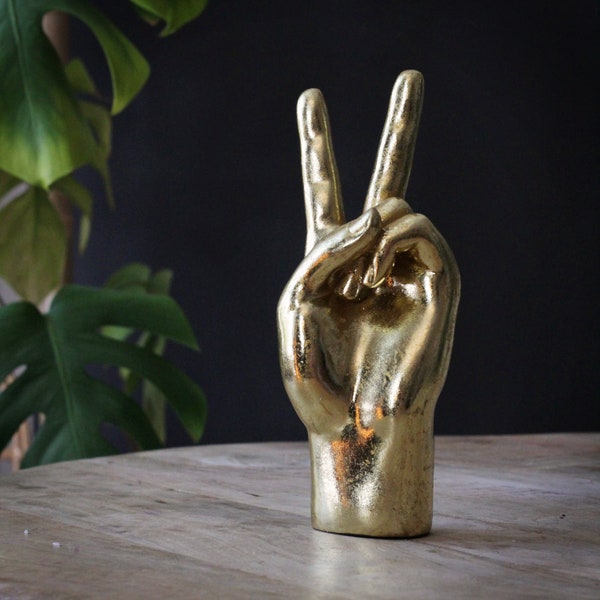 Gold Peace Hand Ornament