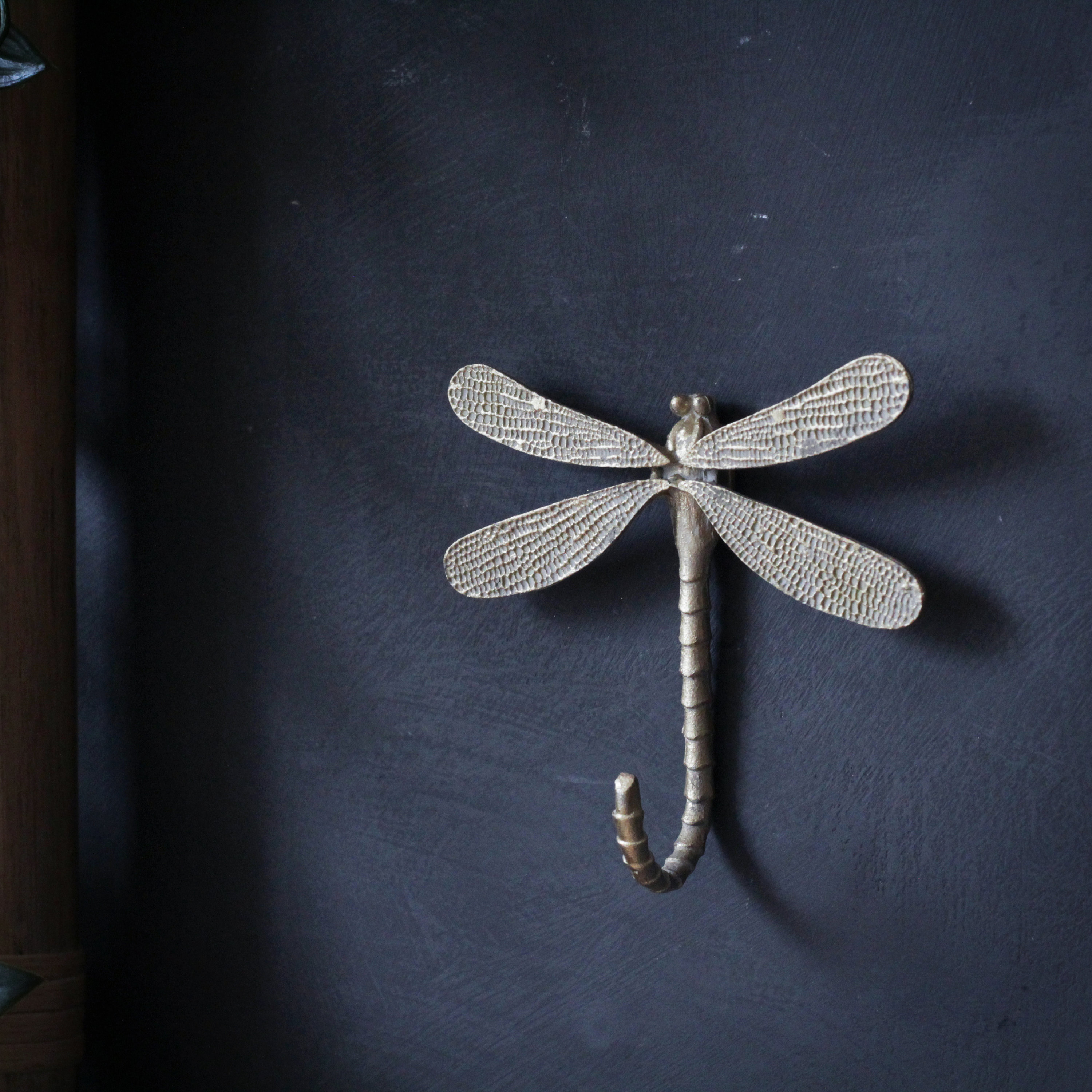 Liberty 6-1/3 in. Vintage Antique White Dragonfly Wall Hook