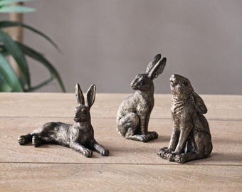 アンティークブロンズ製ウサギの置物3点セット - Etsy 日本