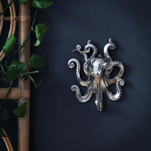 Single Silver Octopus Wall Hook