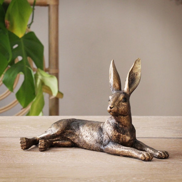 Bronze Laying Down Hare, Sitting Hare Ornament