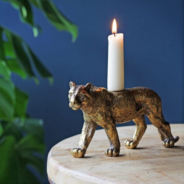 Gold Tiger Candlestick, Candle Holder