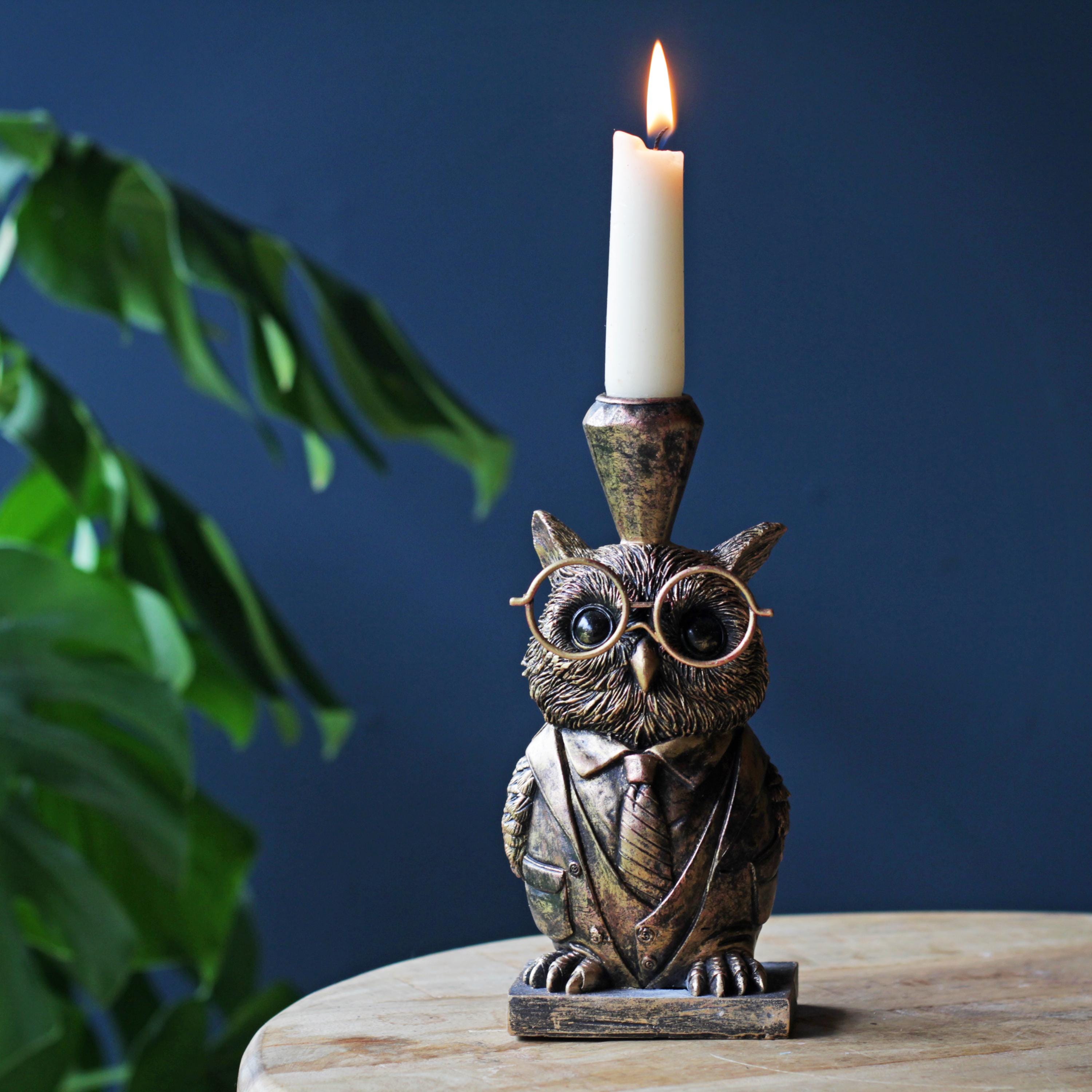 賢いフクロウのキャンドルスティック、キャンドルホルダー - Etsy 日本