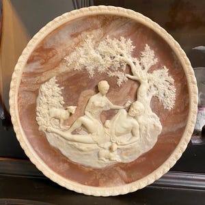 Vintage Incolay Studios Stone Plate A Thing of Beauty Collectible Sculptured Plate - A Thing Of Beauty - By Gayle Bright Ap