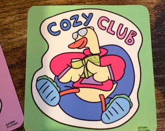 Duck Reading Sticker - Cozy Club Book Lover - Laptop Vinyl Sticker