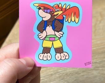 Banjo-Kazooie Retro Outfit 90s Gamer Vinyl Sticker