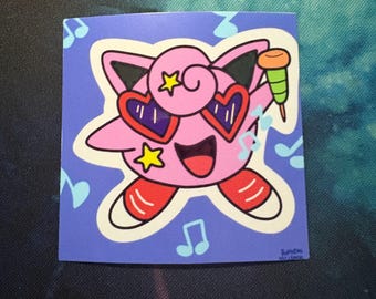 Retro Spunky Jigglypuff Vinyl Sticker