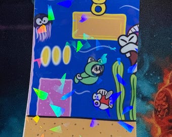 Italian Man Bros. 3 Retro Merio Fan art Holo Vinyl Sticker