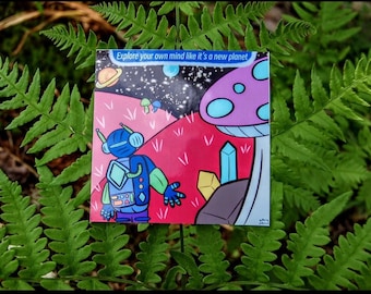 Explore Mind Planet Sticker – Alien Space Sci-Fi Vinyl Decal