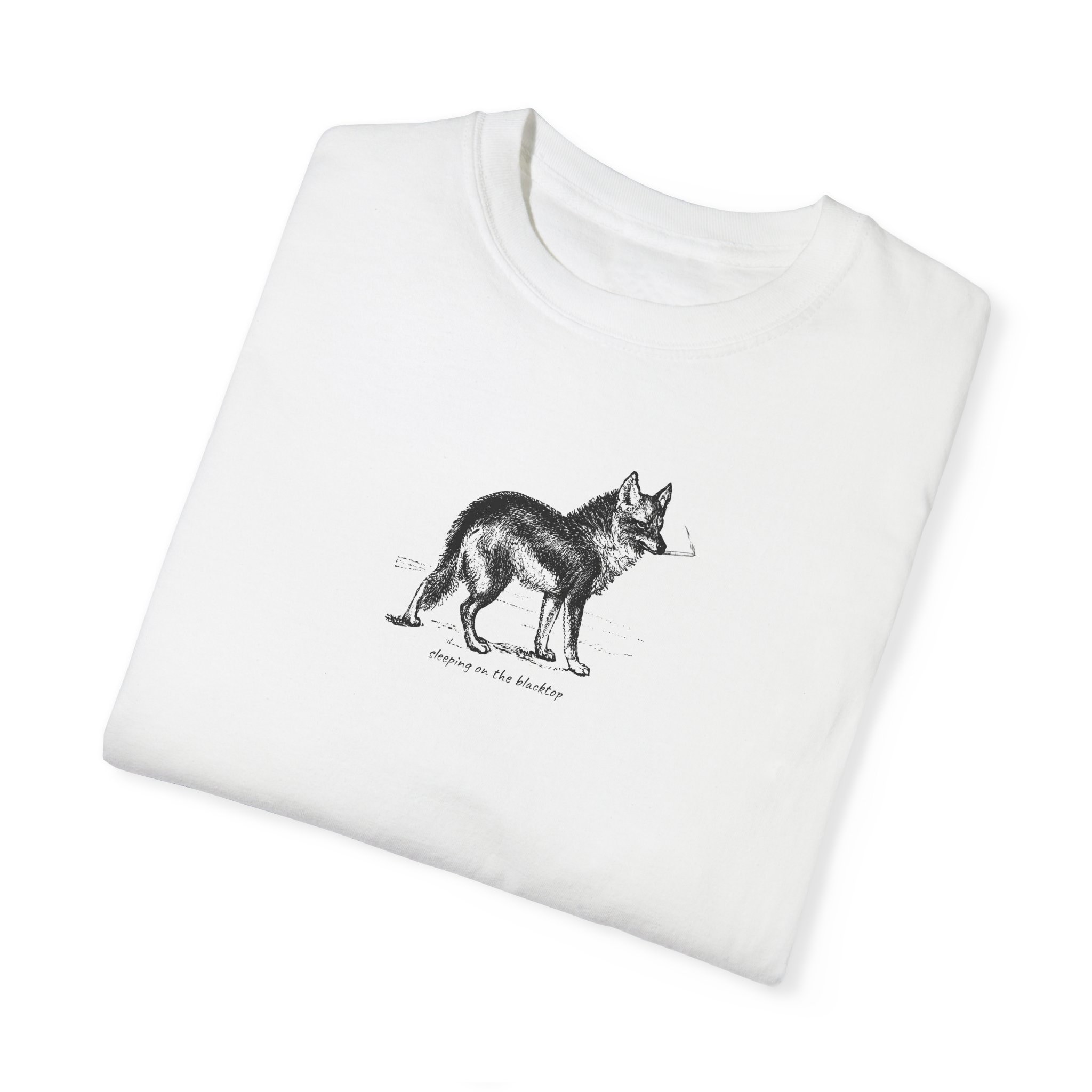 coyote chewing on a cigarette Coyote With Cigarette Smoking, Colter Wall, Sleeping on the Blacktop, Cool  Graphic Tee, Comfort Colors Unisex Garment-dyed T-shirt