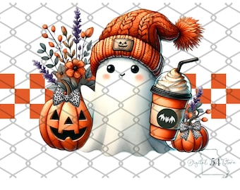 Trendy Fall Ghost PNG | Pumpkin Season | Digital Download | Fall Y&#39;all | Fall DTF Design | Fall Sublimation | Ready to Print | Printable Now