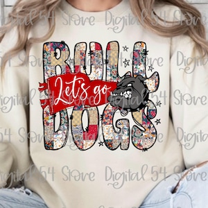 Bulldogs Patchwork PNG | Adorable Fun Design | Trending PNG | Instant Download Cute School Spirit | Custom Orders Accepted | College Sports