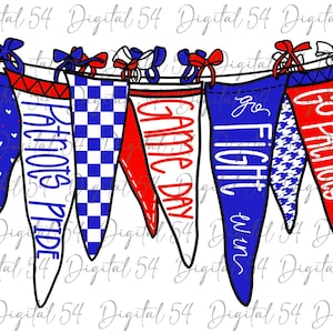 ペイトリオッツ ペナント PNG: スクールスピリット、カスタムチームカラー (デジタルダウンロード)