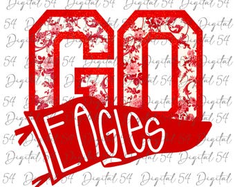 Eagles PNG | Red and White | Digital File | Go Fight Win | Custom Pennant | Floral Print | College Sports | School Mascots | School Spirit |