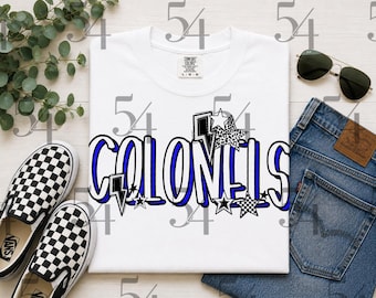Colonels Checkered PNG | Fun Print | Digital Download | File | School Spirit | Custom PNG | Football | Mascot | Printable | Trendy | Cute