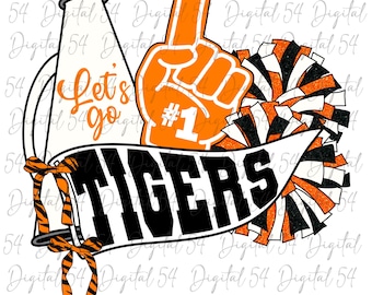 Banderín de los Tigres PNG / Amarillo / Archivo digital / Fútbol divertido / Listo para imprimir / Impresión de rayas de tigre / Fútbol / Deportes / Día del juego / Archivo de mascota