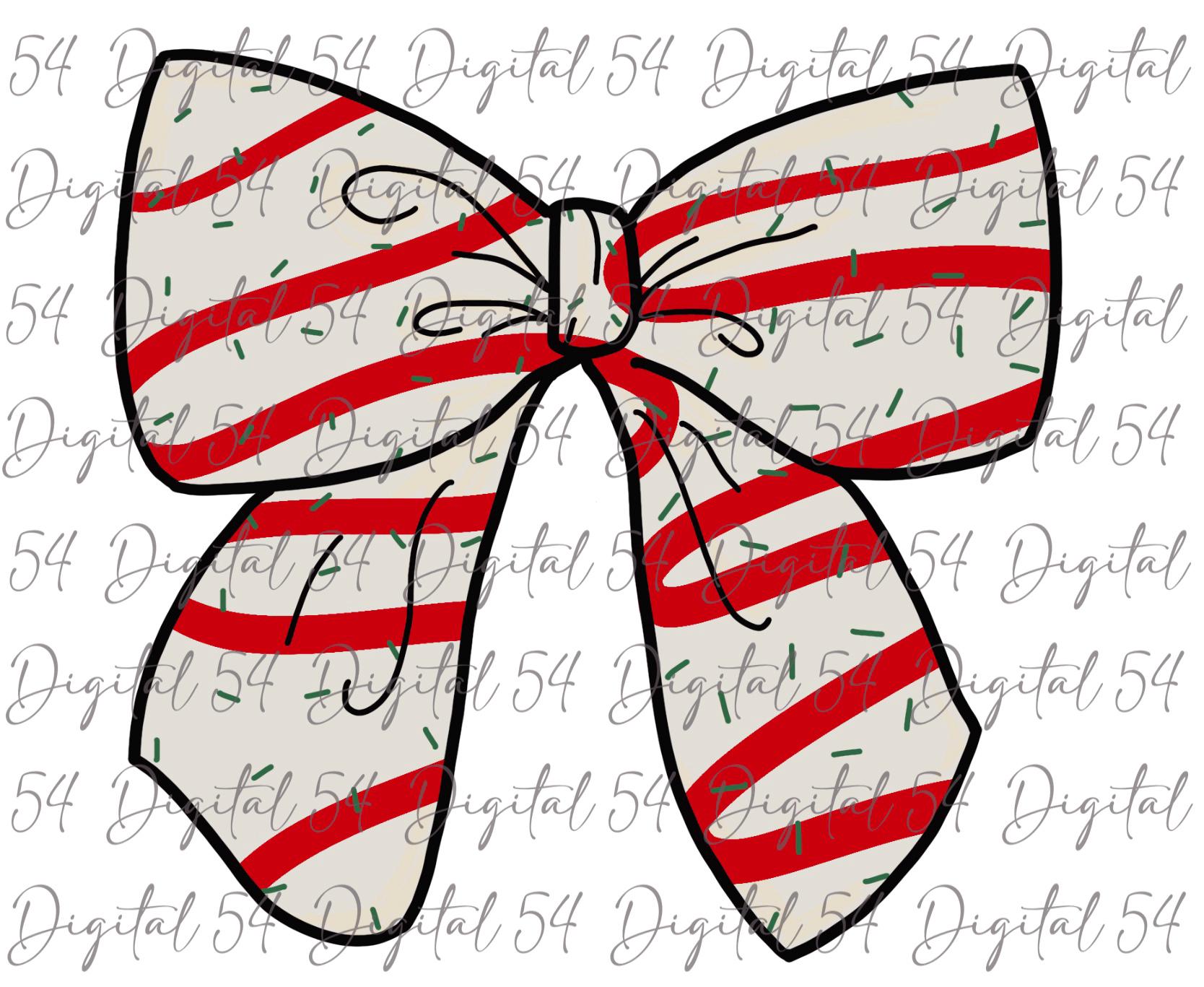 Christmas Bow PNG | Xmas Cake Bow | Digital File | Xmas Design | Sugary Treat | Trendy Christmas | Sprinkles | Red & Green | Frosting | Love