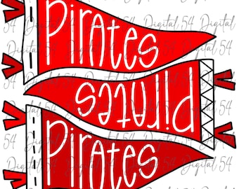 Piratas PNG / Impresión de la bandera pirata / Descarga digital / Lindo / Espíritu escolar / PNG personalizado / Fútbol / Mascota / Imprimible / Tendencia /