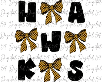 Hawks Bows PNG | Fun Prints | Digital Download | Cut File | School Spirit | Custom File | Football | Mascot | Printable | Trending | Go Hawk
