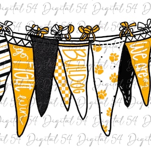 Bulldogs PNG | Yellow | Digital File | Go Fight Win | Custom Pennant | Checker Print | College Sports | School Mascots | School Spirit | Fun