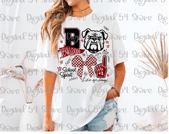 Bulldogs PNG: Maroon & White Checker Pennant - School Spirit (Digital File)