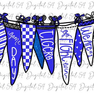 Tigers PNG | Blue White | Digital File | Go Fight Win | Custom Pennant | Checker Print | College Sports | School Mascots | School Spirit |