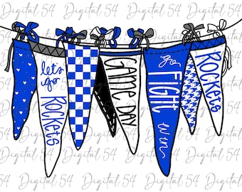 Rockets PNG | Cute Print | Digital Download | I Will Create A Custom Pennant For You | School Spirit | Custom PNG | Printable | Trendy Cute