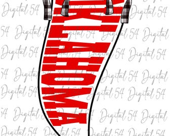 Bandera de Oklahoma PNG / Archivo digital lindo / ¡Lucha y gana! / Bandera personalizada / Fuente de bloque / Ropa deportiva / Archivo de moda / Espíritu escolar / Día del juego