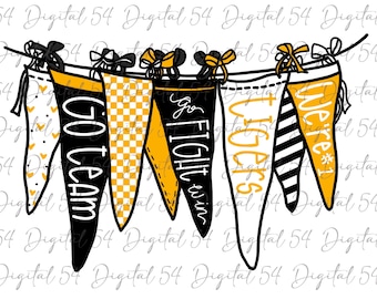 Tigers Pennant PNG: School Spirit Mascot, Football Fan (Digital Download)