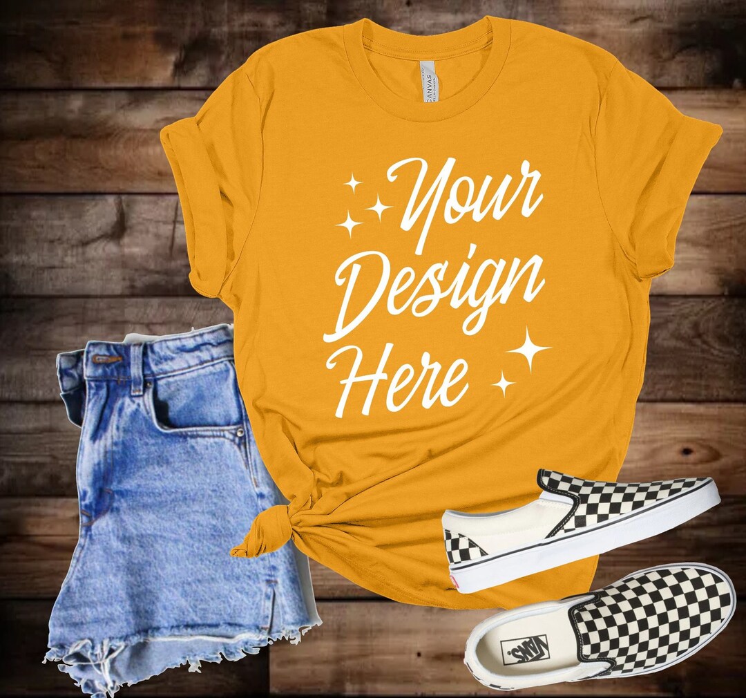 Mustard Bella Canvas 3001 Unisex Bella Canvas Flat Lay Mock Instant ...
