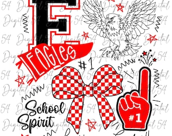 Eagles Busy Design PNG | Digital File | Go Fight Win | Custom Pennant | Block Font | Eagle Pride | Trendy File | School Spirit | Game Day