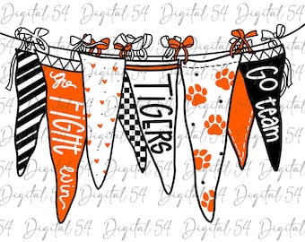 Tigers Pennant PNG | Cute Print | Digital Download | School Spirit | Custom PNG | Football | Mascot | Printable | Trending | Fan Favorite