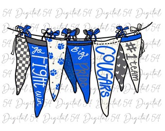 Cougar Team Pennants PNG: School Spirit Digital Download