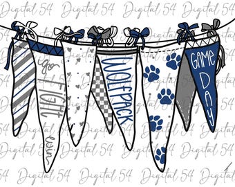 Banderín de Wolfpack PNG / Impresión linda / Descarga digital / Puedo crear un equipo o color personalizado para ti / Espíritu escolar l Lindo y moderno