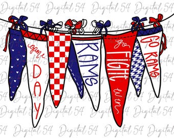 Go Rams Flag Pennant PNG: School Spirit Digital Download