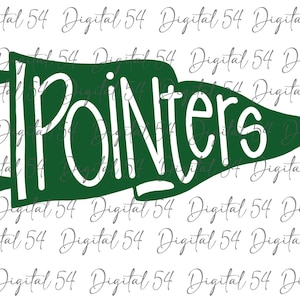 May include: A green pennant with white text that reads "Pointers".
