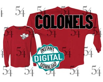 Colonels Mascot PNG | Fun Print | Instant Digital Download | School Spirit | Custom PNG | Football | Printable | Trendy & Cute Game Day Gear