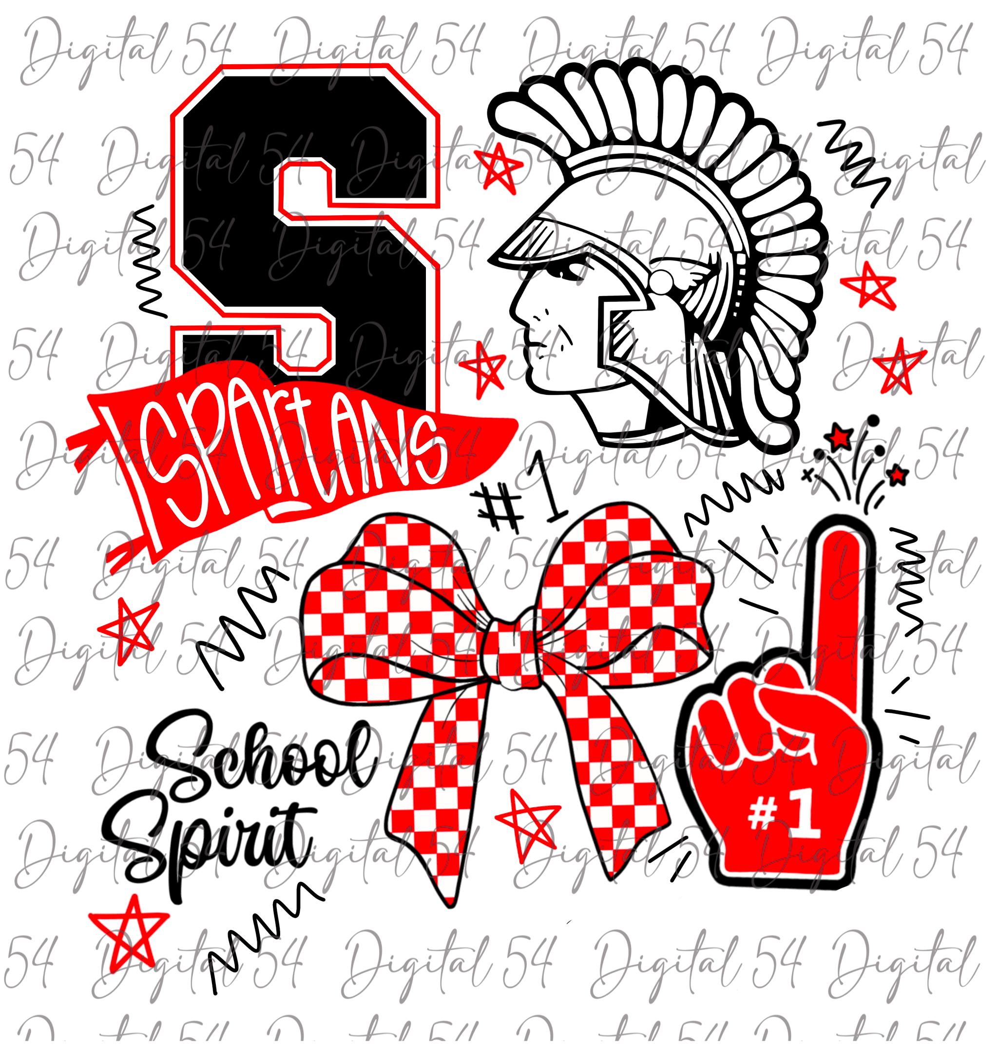 Spartans Busy Design | DTF Printable | Trendy and Fun | Instant Digital Download | Spirit Wear Design | Cute Tshirt Print | Game Day Design