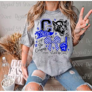 Cougars Busy Design PNG | Digital fil | Go Fight Win | Anpassad vimpel | Blocktypsnitt | Wildcats | Trendig fil | Skolanda | Speldagskul