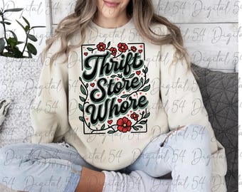 Puta de tienda de segunda mano PNG / Descarga digital instantánea / Archivo personalizado / Tendencia / Alma antigua / Época vintage / Moderno y lindo / Chica ahorrativa / Rosa