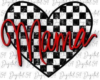 Mamá a cuadros PNG / Descarga digital / Archivo imprimible / Lindo y divertido / PNG / Camiseta de tendencia / Crea la tuya / Negro, blanco y rojo / Mamá / Mami