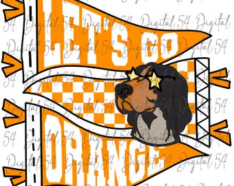 ¡Vamos, banderín naranja PNG! / Lindo archivo digital / ¡Vamos, lucha y gana! / Banderín personalizado / Fuente de bloque / Archivo de moda / Espíritu escolar / Diversión en el día del juego